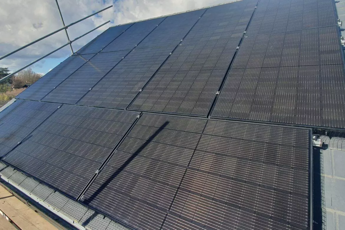 Solar panels fully fitted on a roof